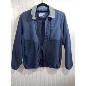 Men's Lands' End Colorblock Fleece Jacket Size Medium 38-40 Navy Blue